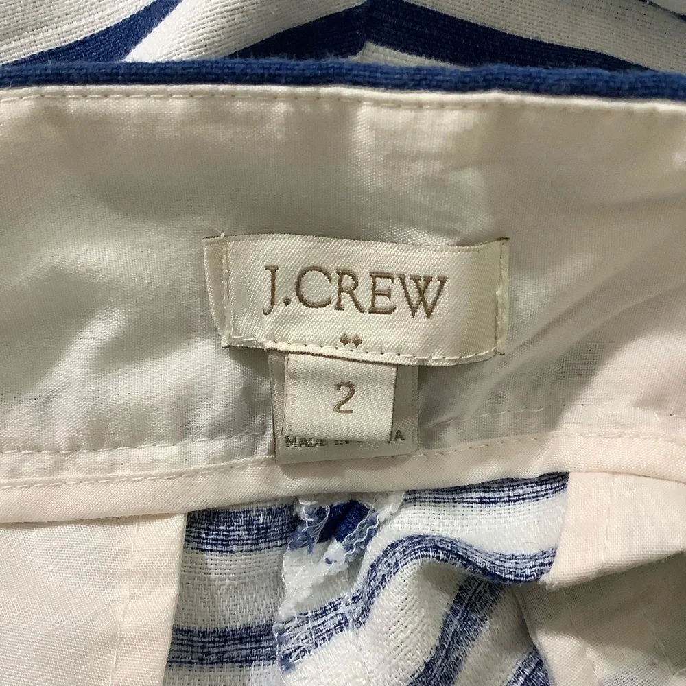 J. Crew Factory Cotton Linen Blend Striped Shorts
